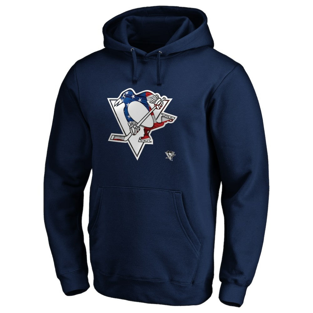 Pittsburgh Penguins Banner Wave Logo Pullover Hoodie Navy