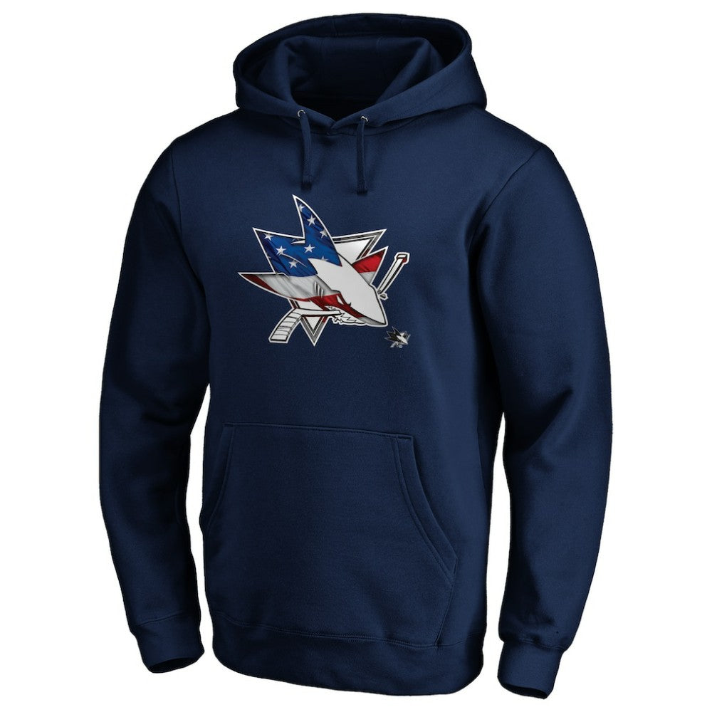 San Jose Sharks - Banner Wave Logo Pullover Hoodie Navy