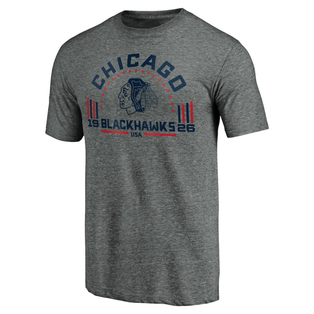Chicago Blackhawks Team Freedom Tri-Blend T-Shirt Heathered Gray