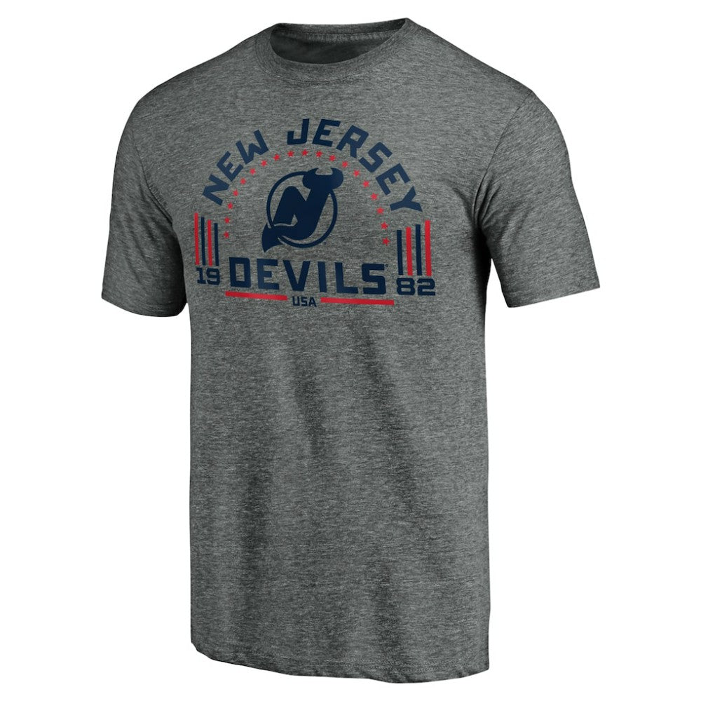 New Jersey Devils - Team Freedom Tri-Blend T-Shirt Heathered Gray