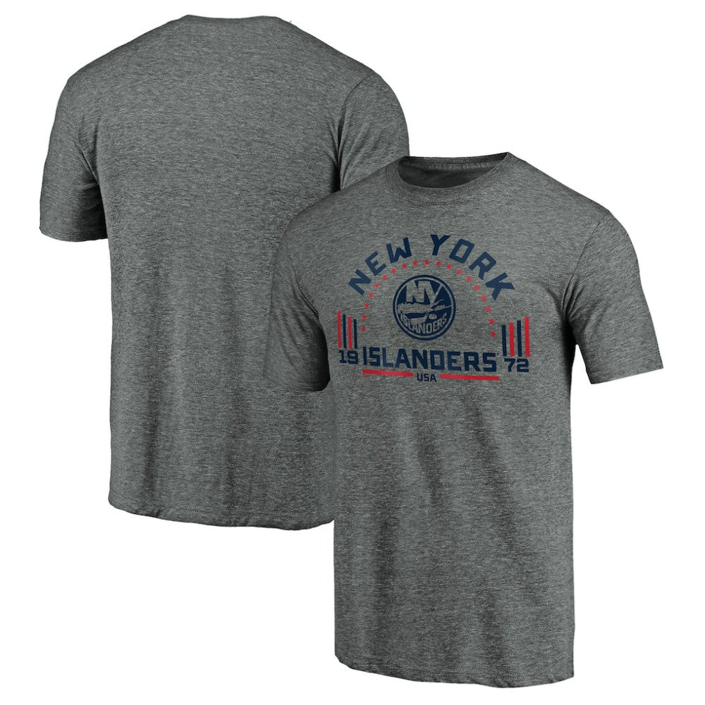 New York Islanders - Team Freedom Tri-Blend T-Shirt Heathered Gray