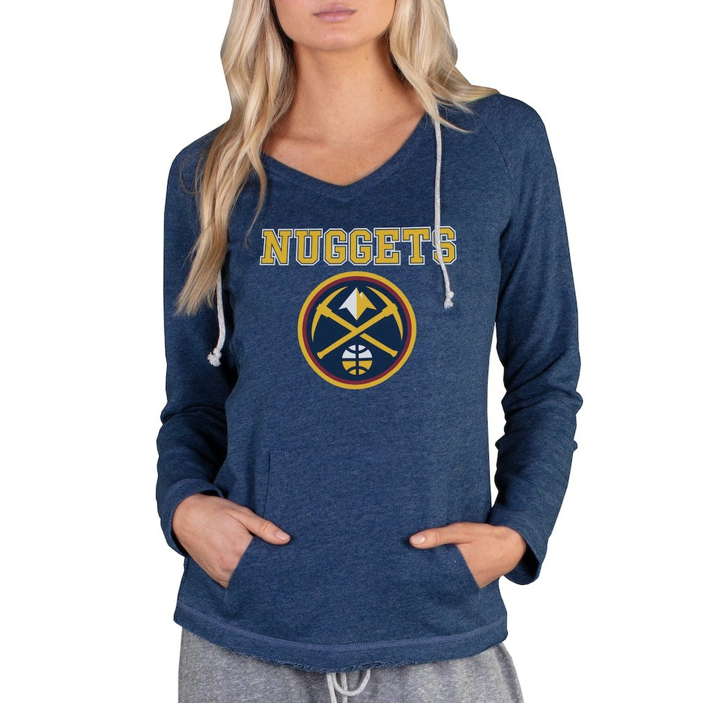 NBA - Denver Nuggets Concepts Sport Women's Mainstream Terry Hooded Top - Navy