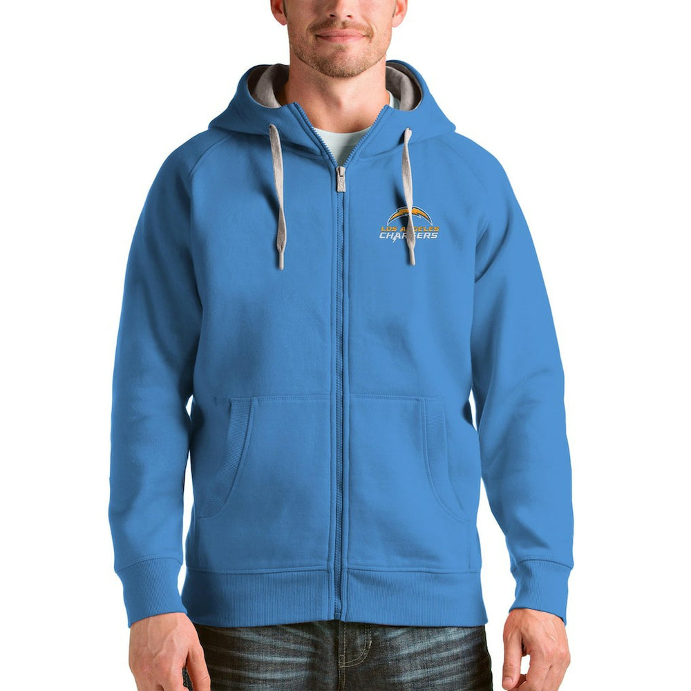 Los Angeles Chargers Antigua Victory Full-Zip Hoodie Powder Blue - NFL