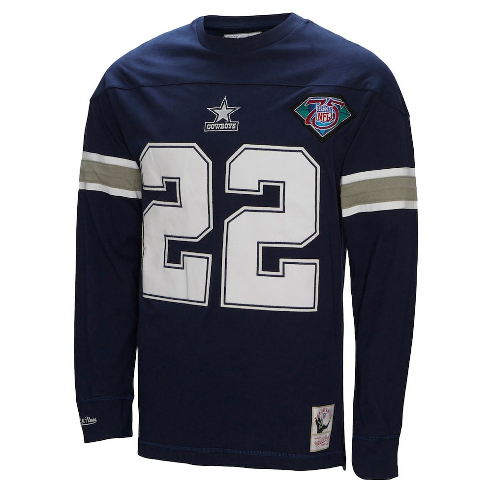 Emmitt Smith Dallas Cowboys Throwback Retired Player Name & Number Long Sleeve Top Navy - Mitchell & Ness