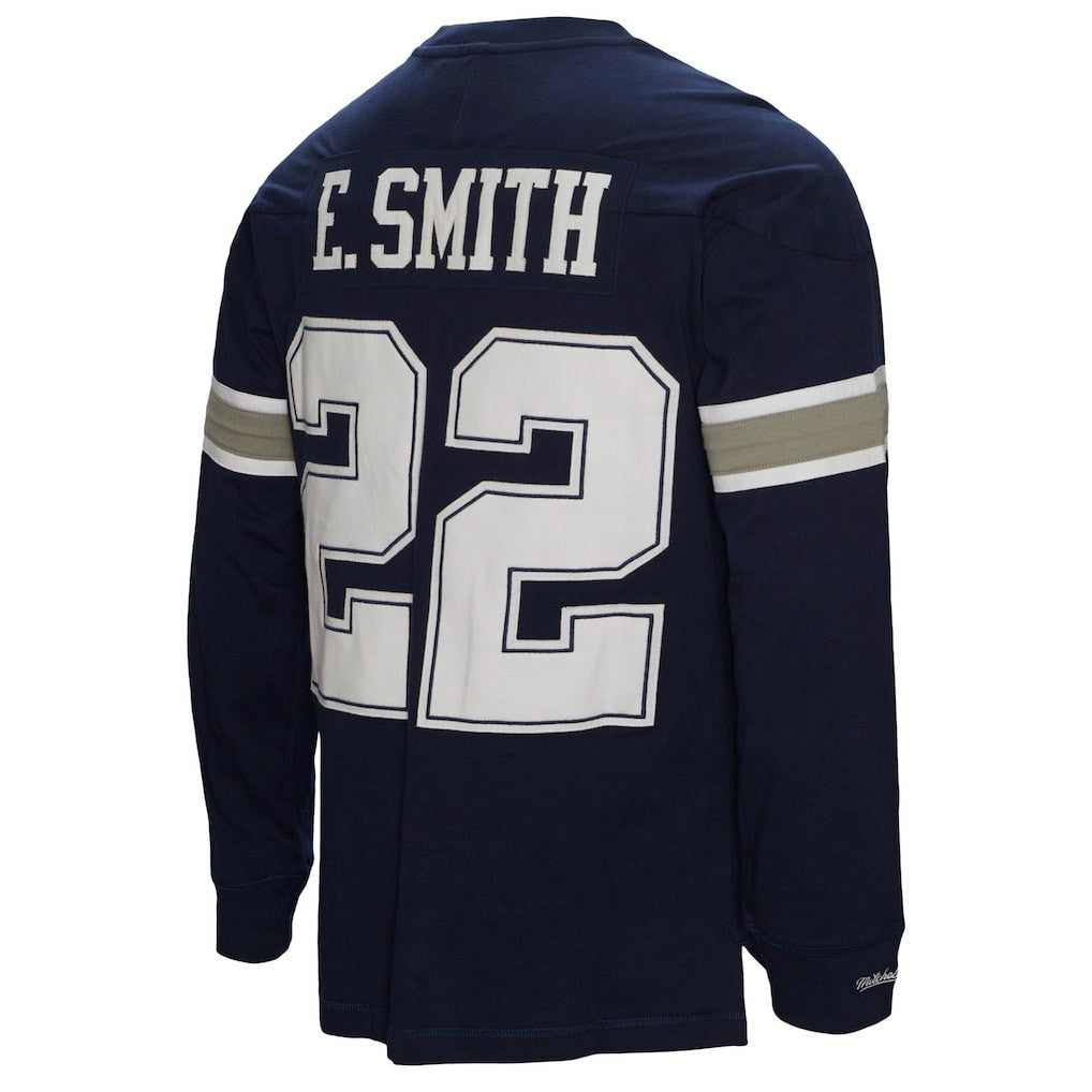 Emmitt Smith Dallas Cowboys Throwback Retired Player Name & Number Long Sleeve Top Navy - Mitchell & Ness