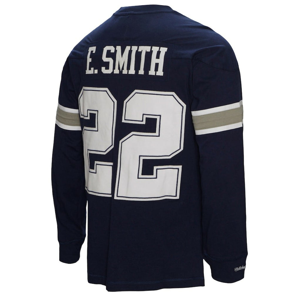 Emmitt Smith Dallas Cowboys Throwback Retired Player Name & Number Long Sleeve Top Navy - Mitchell & Ness