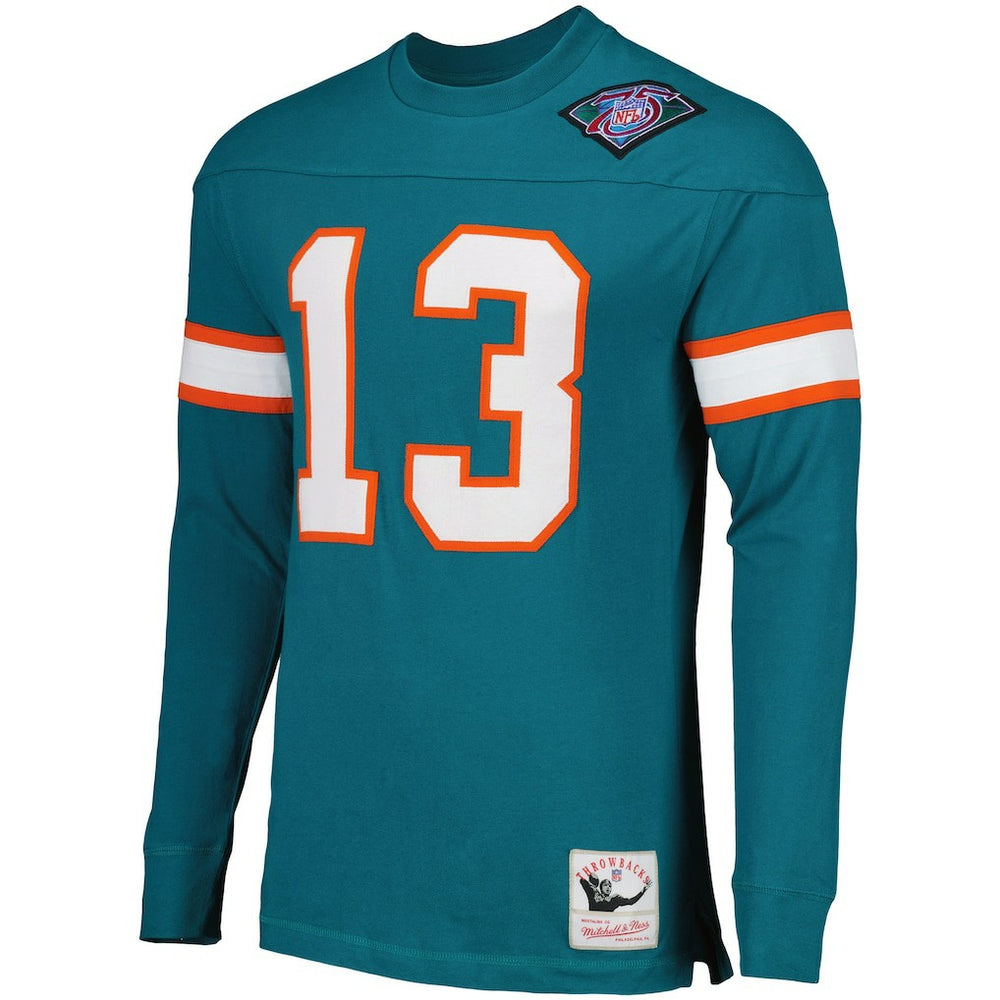 Dan Marino Miami Dolphins Throwback Retired Player Name & Number Long Sleeve Top Aqua - Mitchell & Ness