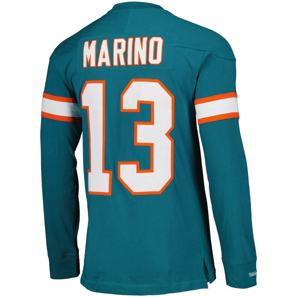 Dan Marino Miami Dolphins Throwback Retired Player Name & Number Long Sleeve Top Aqua - Mitchell & Ness