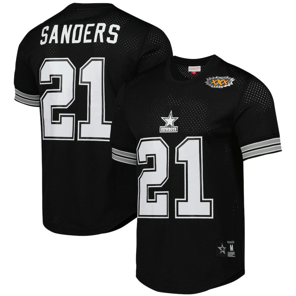 Deion Sanders Dallas Cowboys Retired Player Name & Number Mesh Top Black - Mitchell & Ness