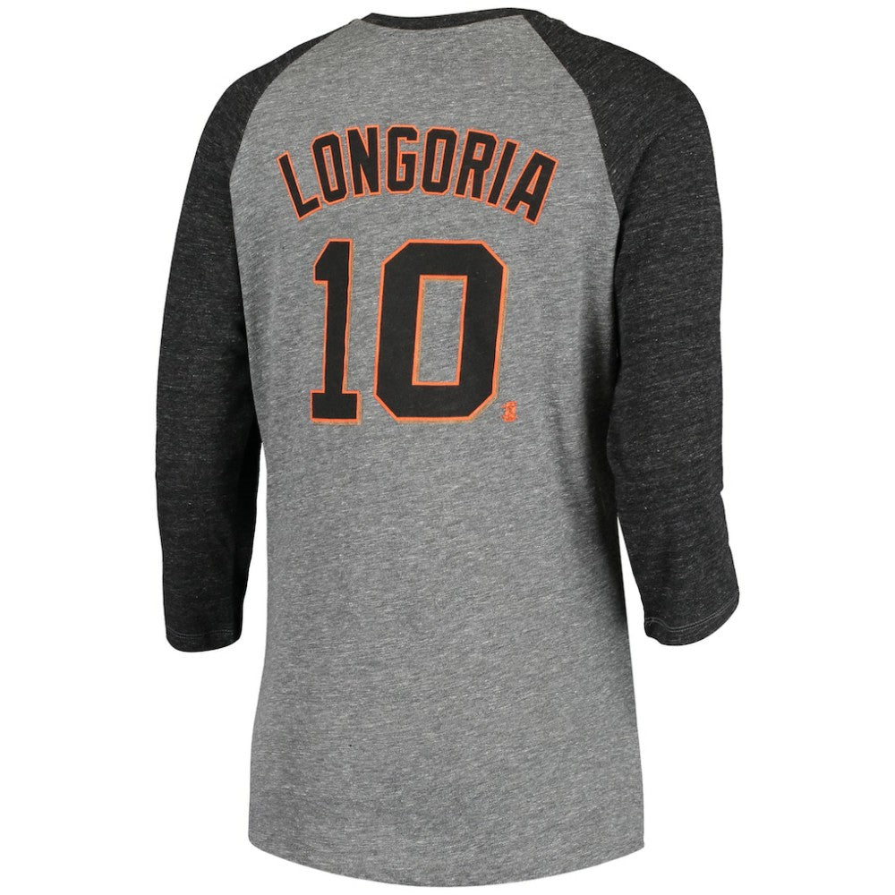 Evan Longoria San Francisco Giants 5th & Ocean by New Era Women's Script Name & Number Raglan Tri-Blend 3/4-Sleeve T-Shirt discount