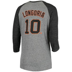 Evan Longoria San Francisco Giants 5th & Ocean by New Era Women's Script Name & Number Raglan Tri-Blend 3/4-Sleeve T-Shirt discount