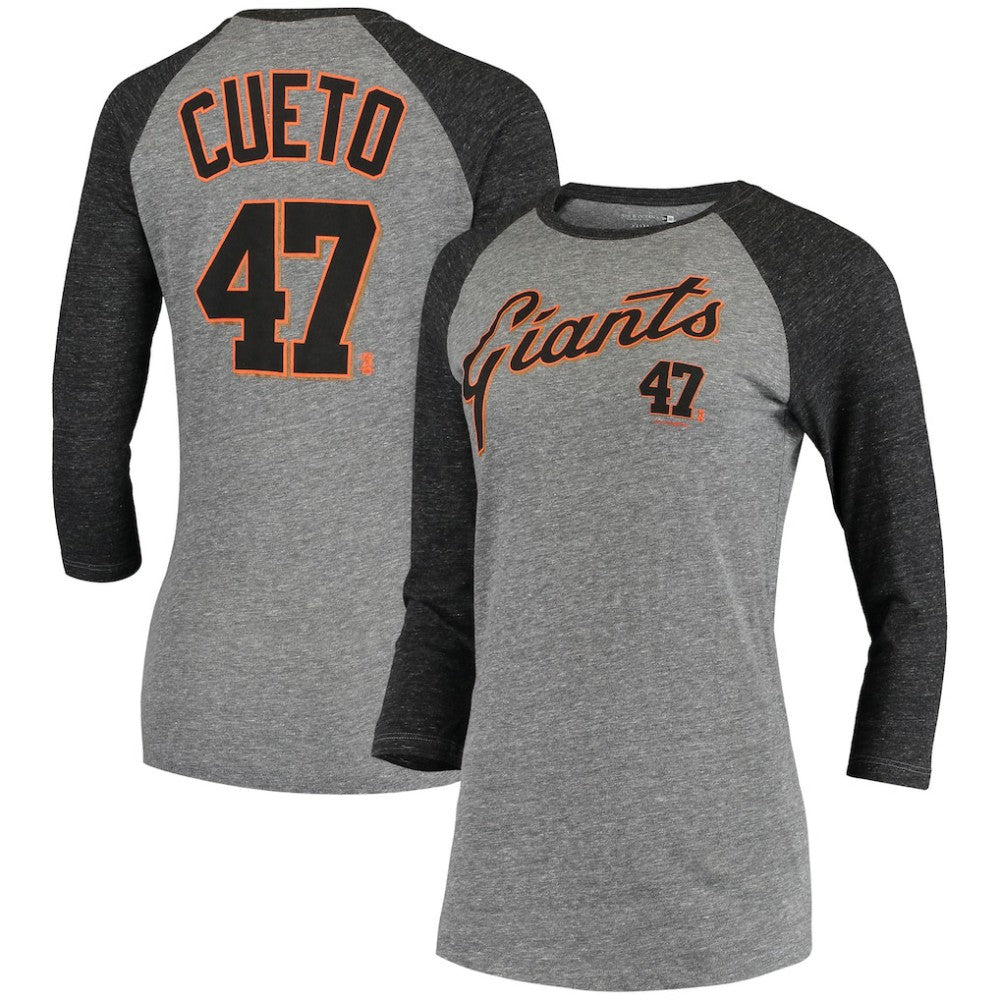 Johnny Cueto San Francisco Giants 5th & Ocean by New Era Women's Script Name & Number Raglan Tri-Blend 3/4-Sleeve T-Shirt Near Me