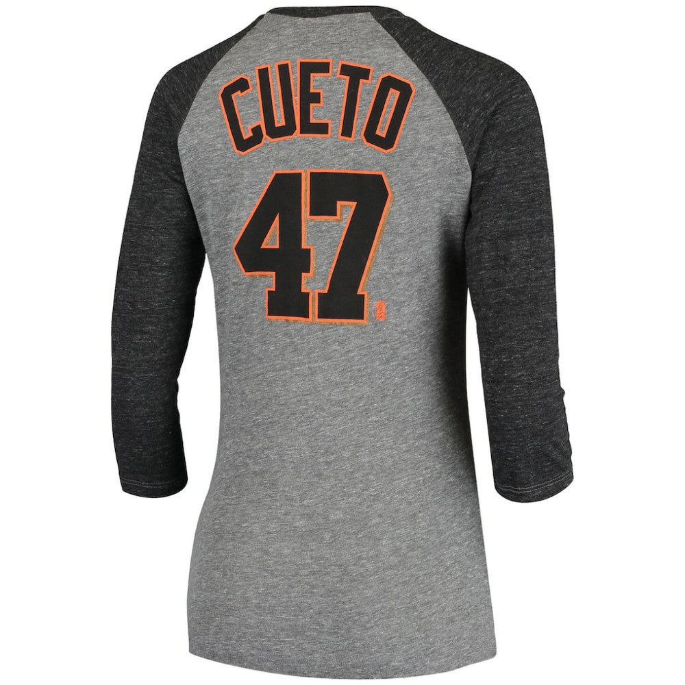 Johnny Cueto San Francisco Giants 5th & Ocean by New Era Women's Script Name & Number Raglan Tri-Blend 3/4-Sleeve T-Shirt Near Me