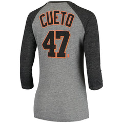 Johnny Cueto San Francisco Giants 5th & Ocean by New Era Women's Script Name & Number Raglan Tri-Blend 3/4-Sleeve T-Shirt Near Me