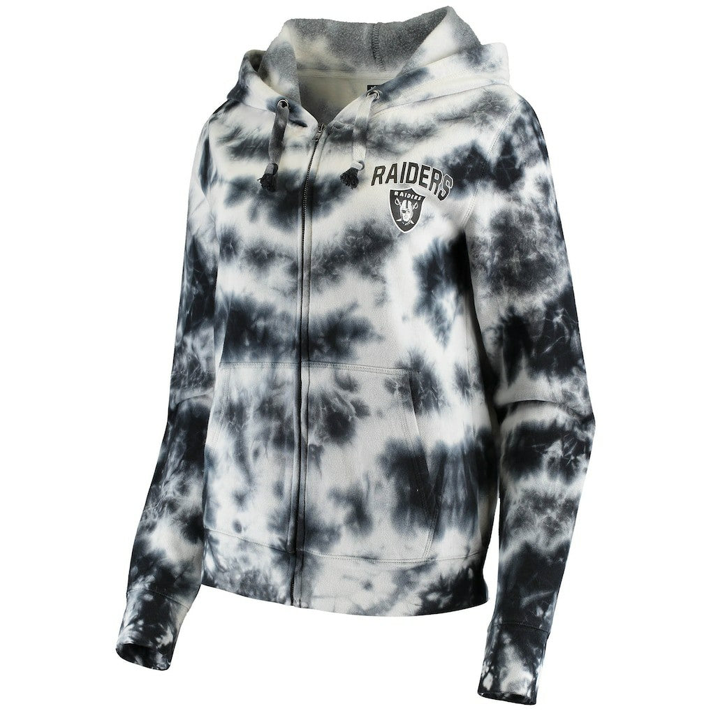 Las Vegas Raiders New Era Women's Tie Dye Fleece Full-Zip Hoodie Black - NFL