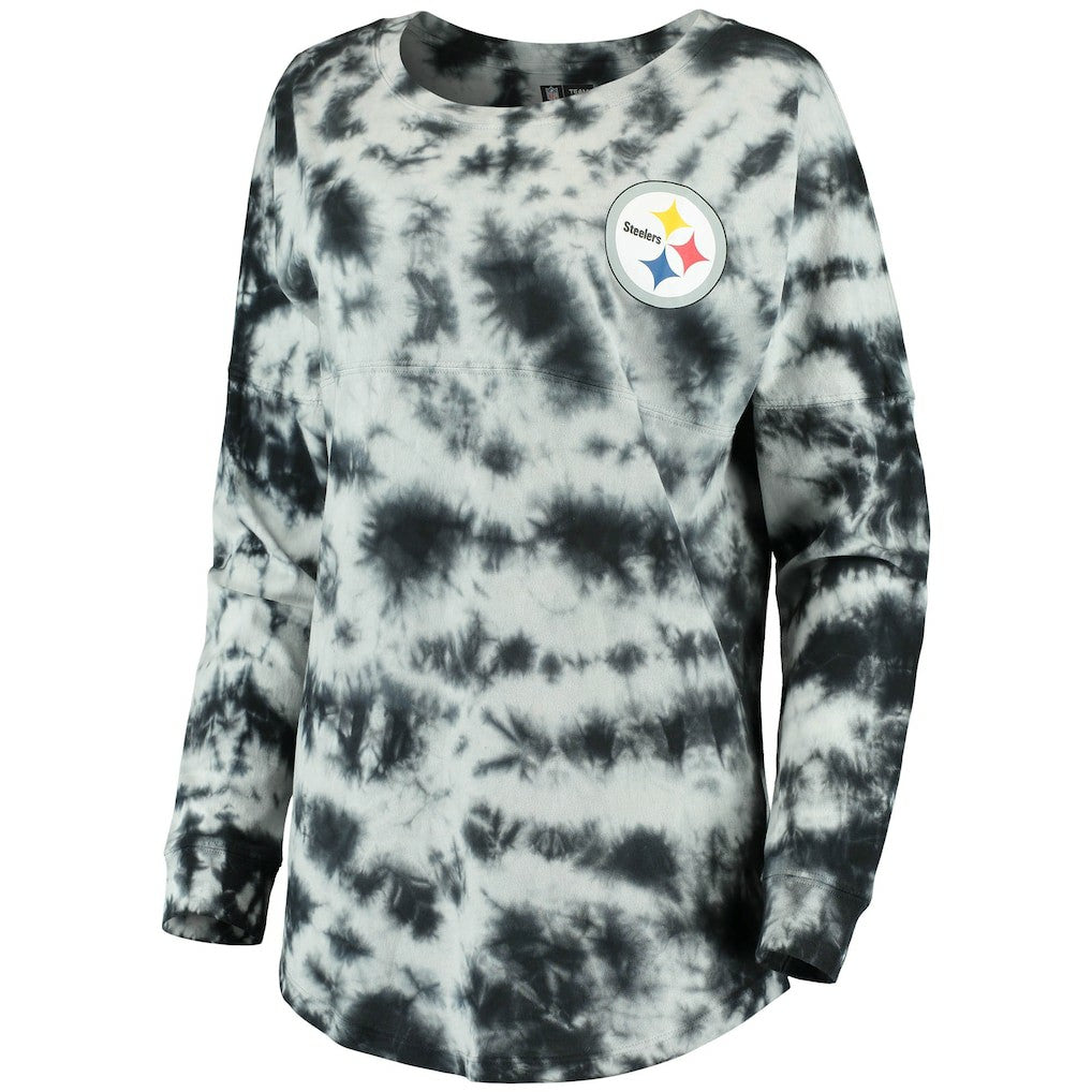Pittsburgh Steelers New Era Women's Tie-Dye Long Sleeve T-Shirt Black - NFL