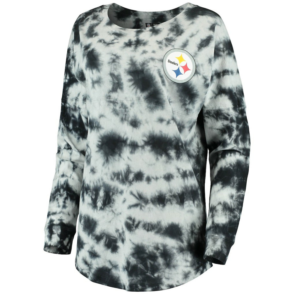 Pittsburgh Steelers New Era Women's Tie-Dye Long Sleeve T-Shirt Black - NFL