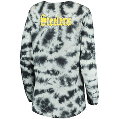 Pittsburgh Steelers New Era Women's Tie-Dye Long Sleeve T-Shirt Black - NFL