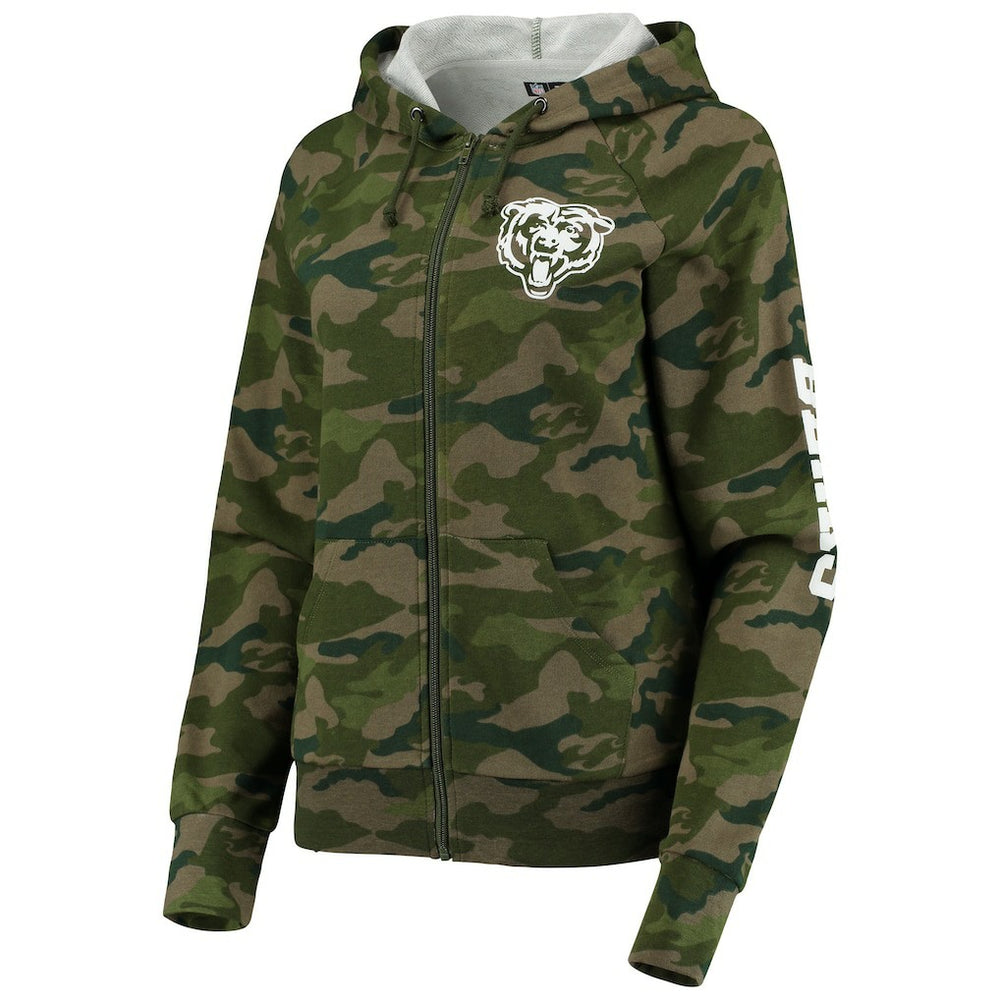 Chicago Bears New Era Women's Raglan Full-Zip Hoodie Camo - NFL