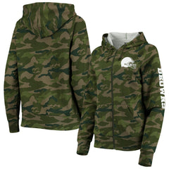Cleveland Browns New Era Women's Raglan Full-Zip Hoodie Camo - NFL