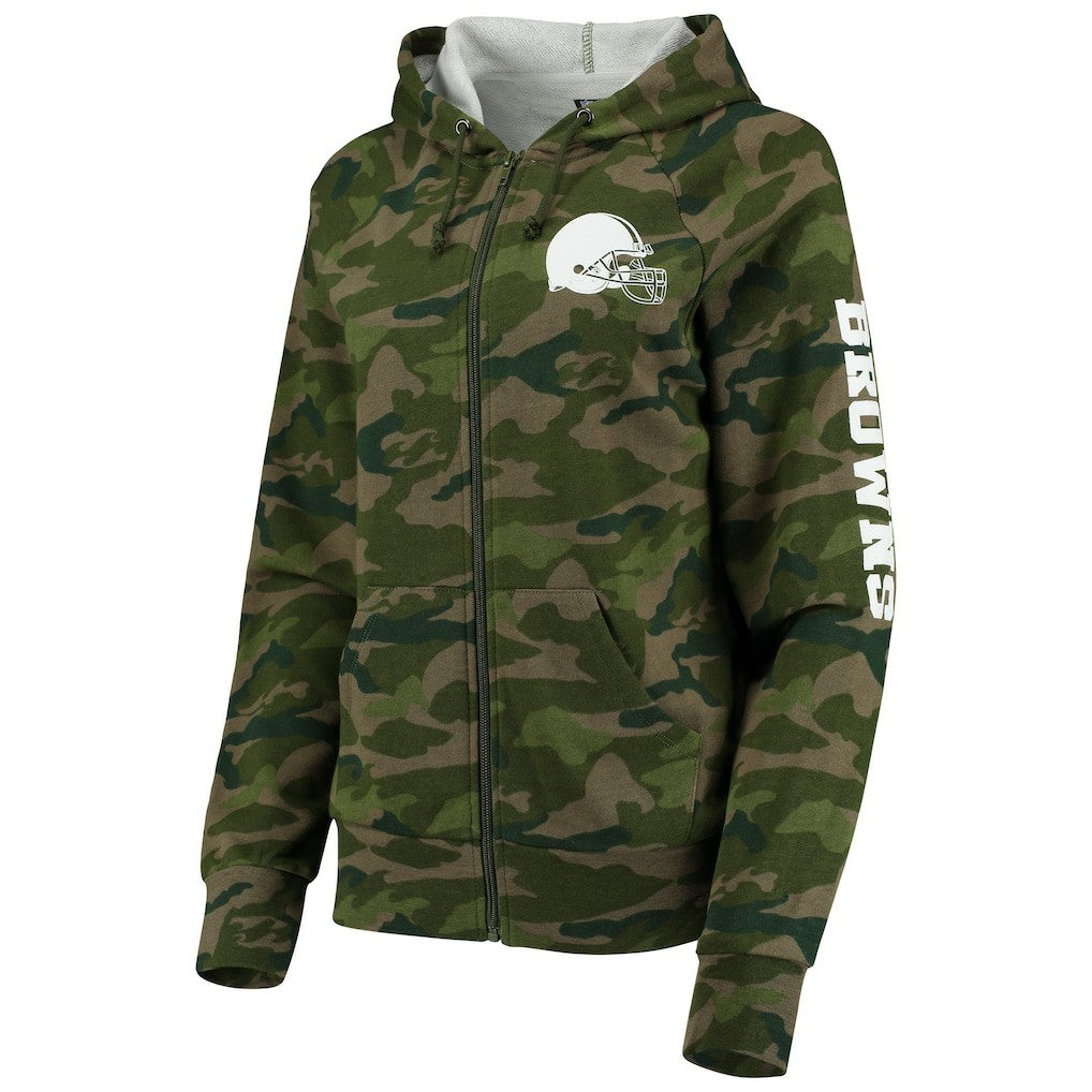Cleveland Browns New Era Women's Raglan Full-Zip Hoodie Camo - NFL