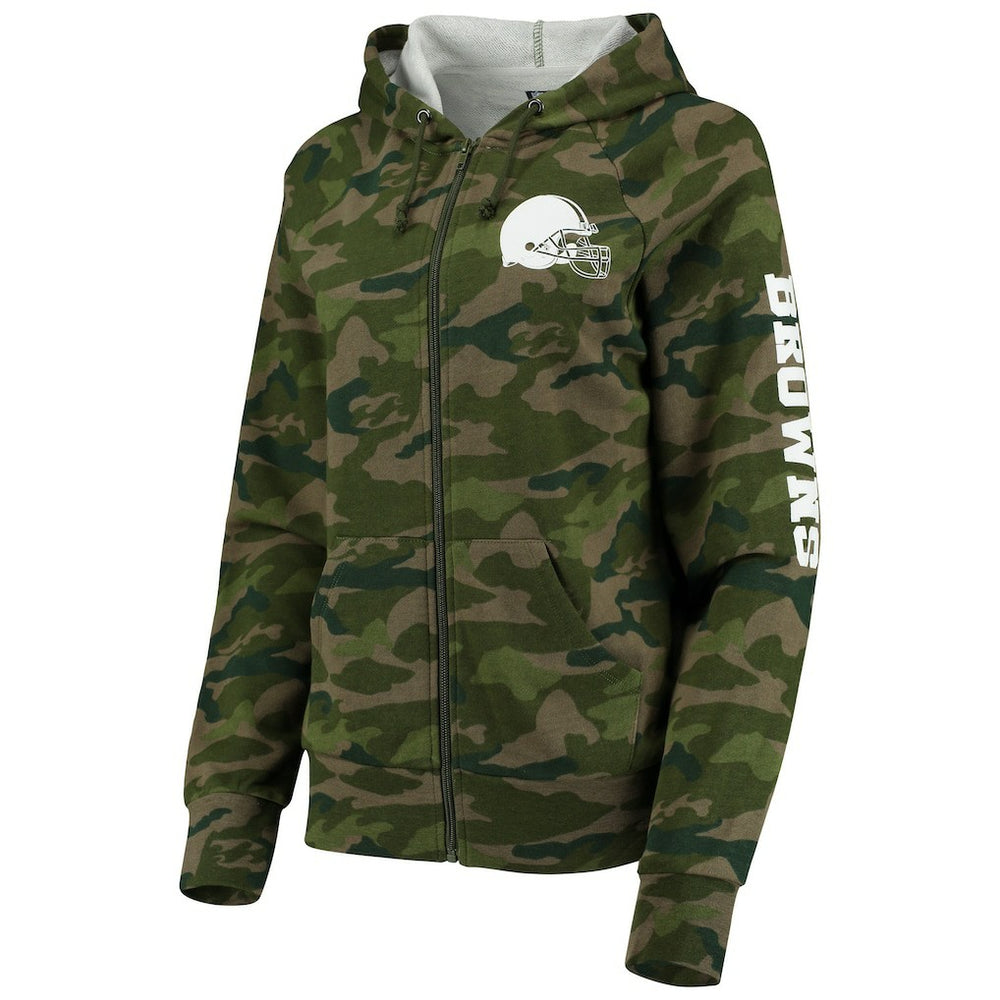 Cleveland Browns New Era Women's Raglan Full-Zip Hoodie Camo - NFL