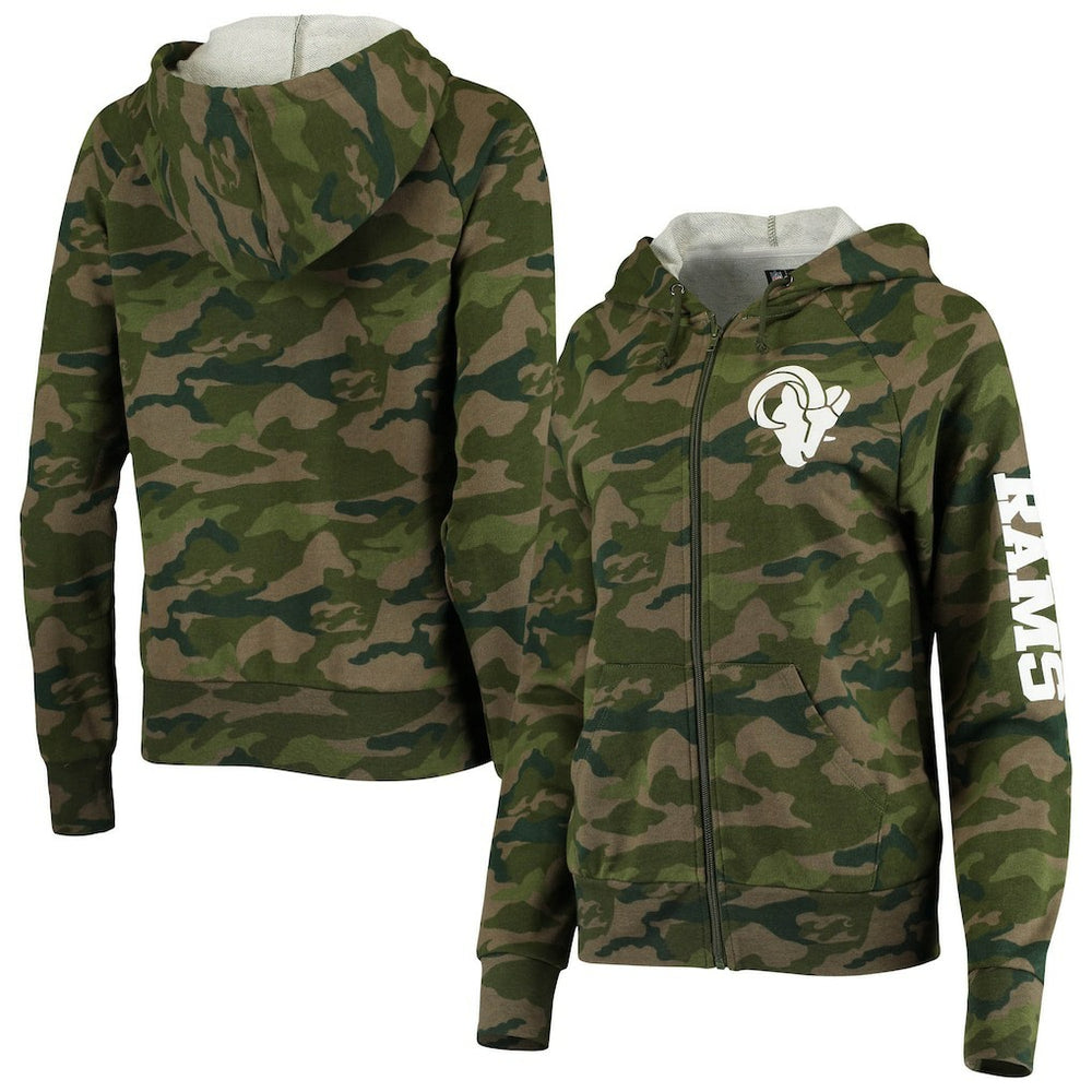 Los Angeles Rams New Era Women's Raglan Full-Zip Hoodie Camo - NFL