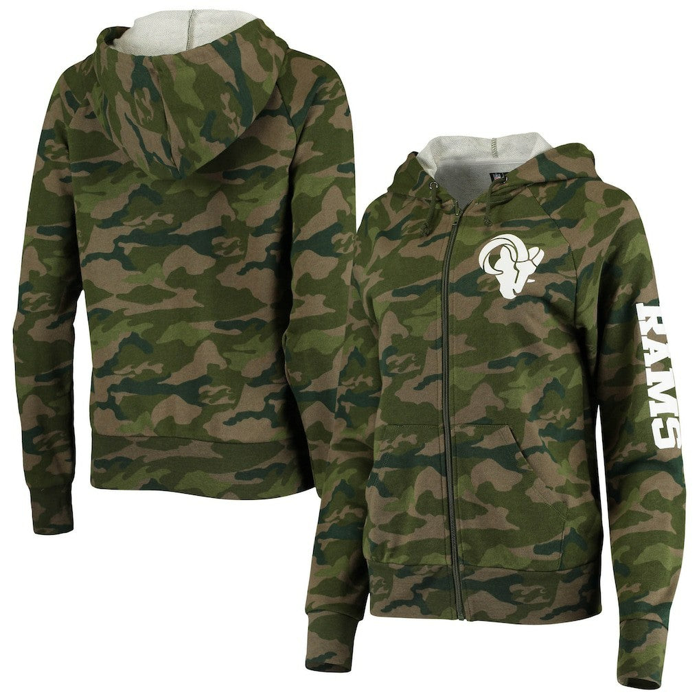 Los Angeles Rams New Era Women's Raglan Full-Zip Hoodie Camo - NFL
