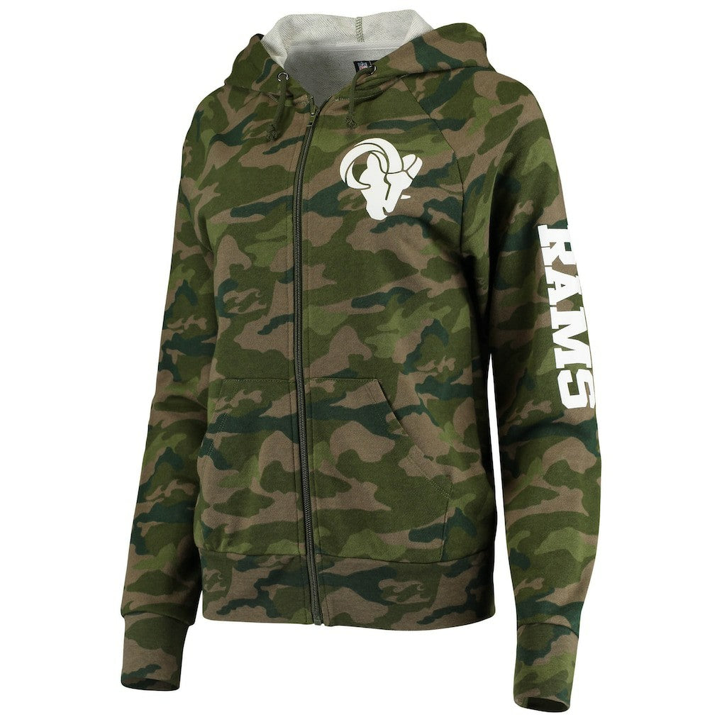 Los Angeles Rams New Era Women's Raglan Full-Zip Hoodie Camo - NFL
