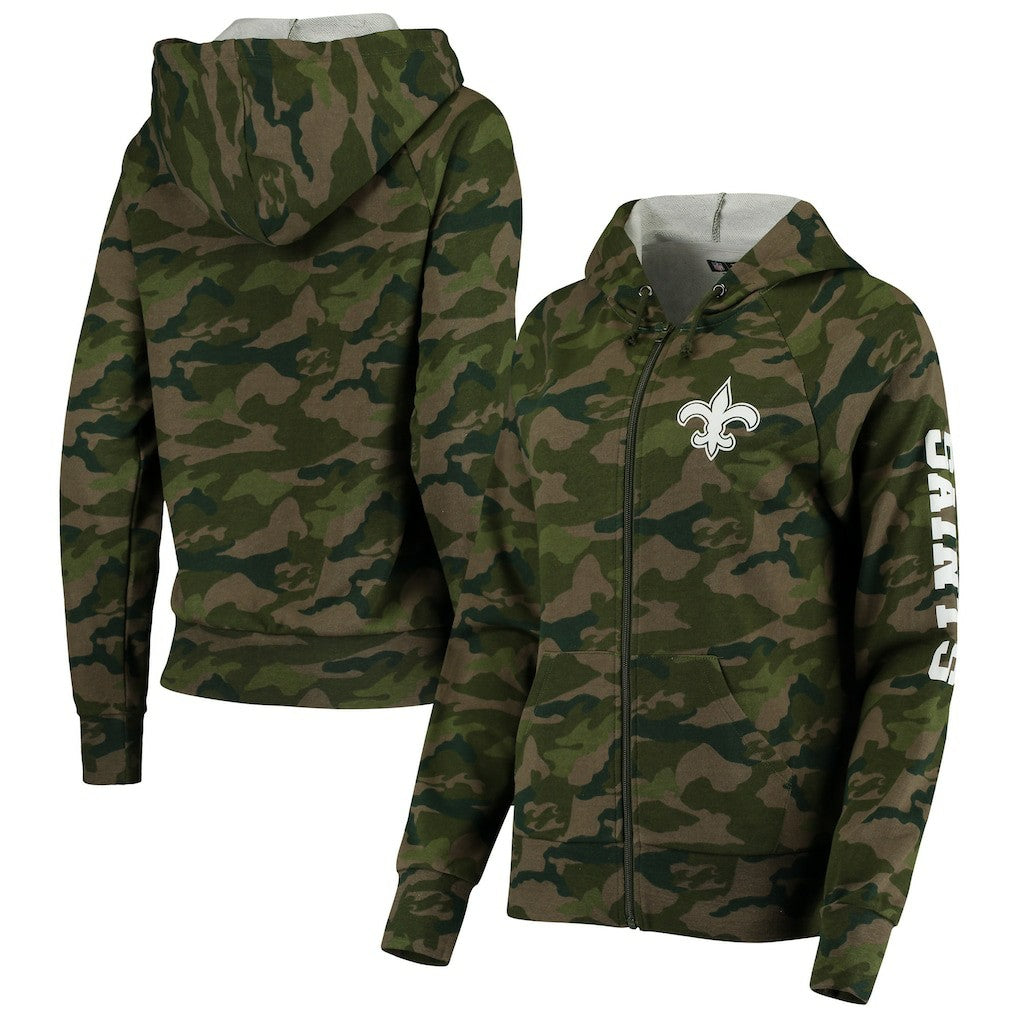 New Orleans Saints New Era Women's Raglan Full-Zip Hoodie Camo - NFL