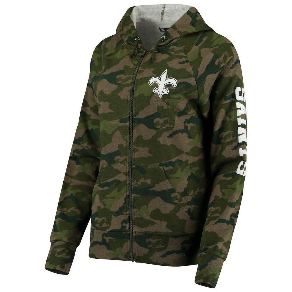 New Orleans Saints New Era Women's Raglan Full-Zip Hoodie Camo - NFL
