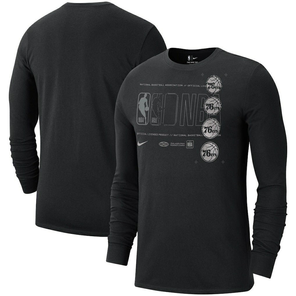 Nike - Philadelphia 76ers Courtside Chrome Long Sleeve T-Shirt - Black
