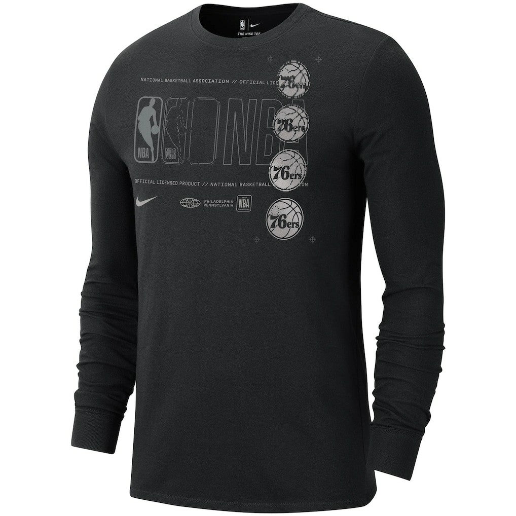 Nike - Philadelphia 76ers Courtside Chrome Long Sleeve T-Shirt - Black