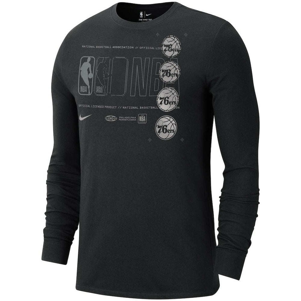 Nike - Philadelphia 76ers Courtside Chrome Long Sleeve T-Shirt - Black