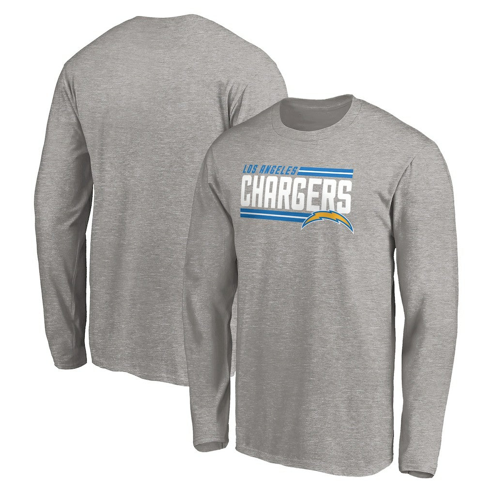 Los Angeles Chargers On Side Stripe Long Sleeve T-Shirt Heathered Gray - Fanatics