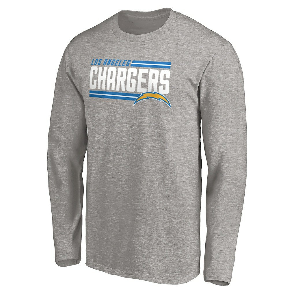 Los Angeles Chargers On Side Stripe Long Sleeve T-Shirt Heathered Gray - Fanatics