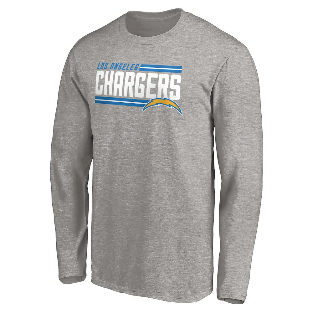 Los Angeles Chargers On Side Stripe Long Sleeve T-Shirt Heathered Gray - Fanatics