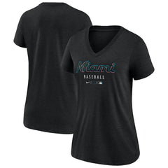 Miami Marlins Nike Women's Authentic Collection Tri-Blend V-Neck T-Shirt Near Me