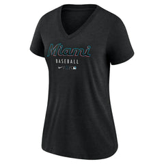 Miami Marlins Nike Women's Authentic Collection Tri-Blend V-Neck T-Shirt Near Me
