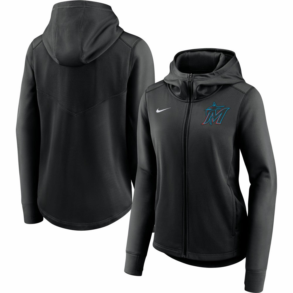 Miami Marlins Nike Women's Authentic Collection Baseball Performance Full-Zip Hoodie Lifestyle