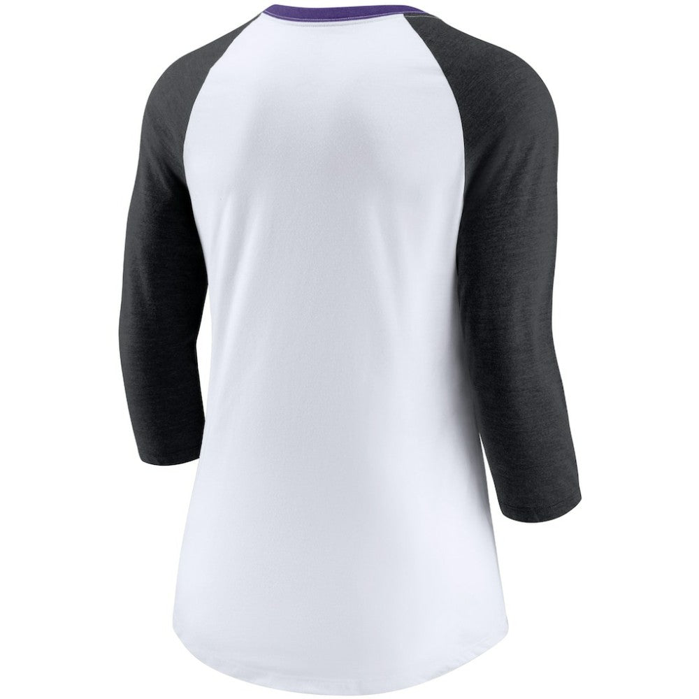 Colorado Rockies Nike Women's Color Split Tri-Blend 3/4-Sleeve Raglan T-Shirt Sale
