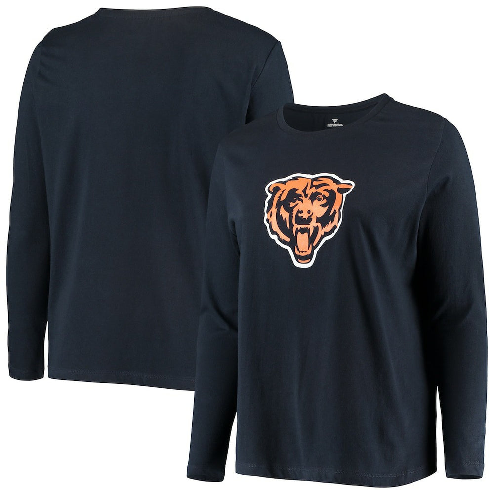 Chicago Bears Women's Plus Size Primary Logo Long Sleeve Scoop Neck T-Shirt Navy - Fanatics