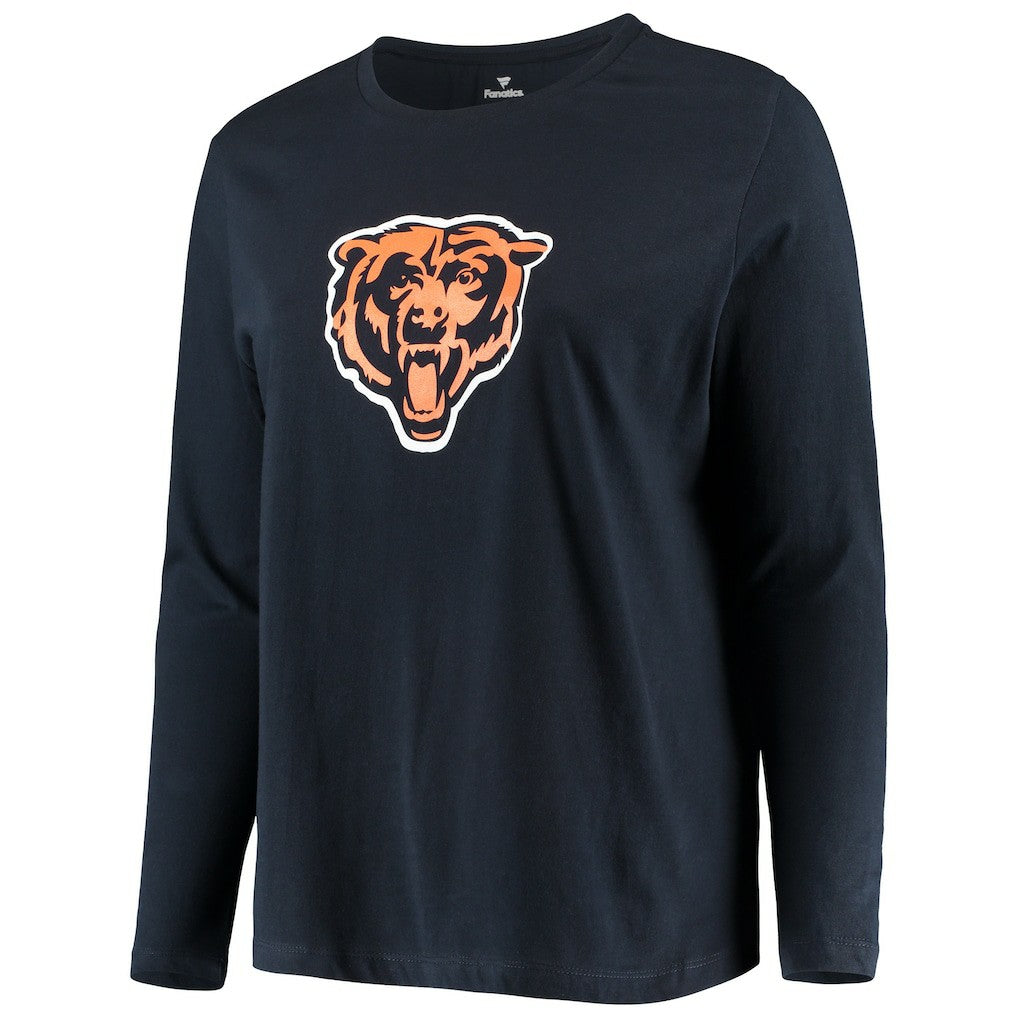 Chicago Bears Women's Plus Size Primary Logo Long Sleeve Scoop Neck T-Shirt Navy - Fanatics