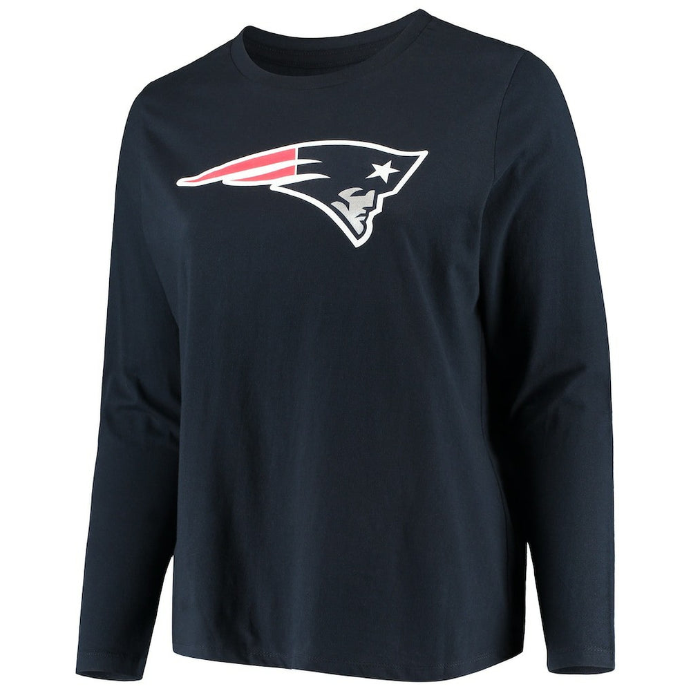 New England Patriots Women's Plus Size Primary Logo Long Sleeve Scoop Neck T-Shirt Navy - Fanatics