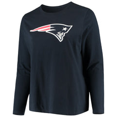 New England Patriots Women's Plus Size Primary Logo Long Sleeve Scoop Neck T-Shirt Navy - Fanatics