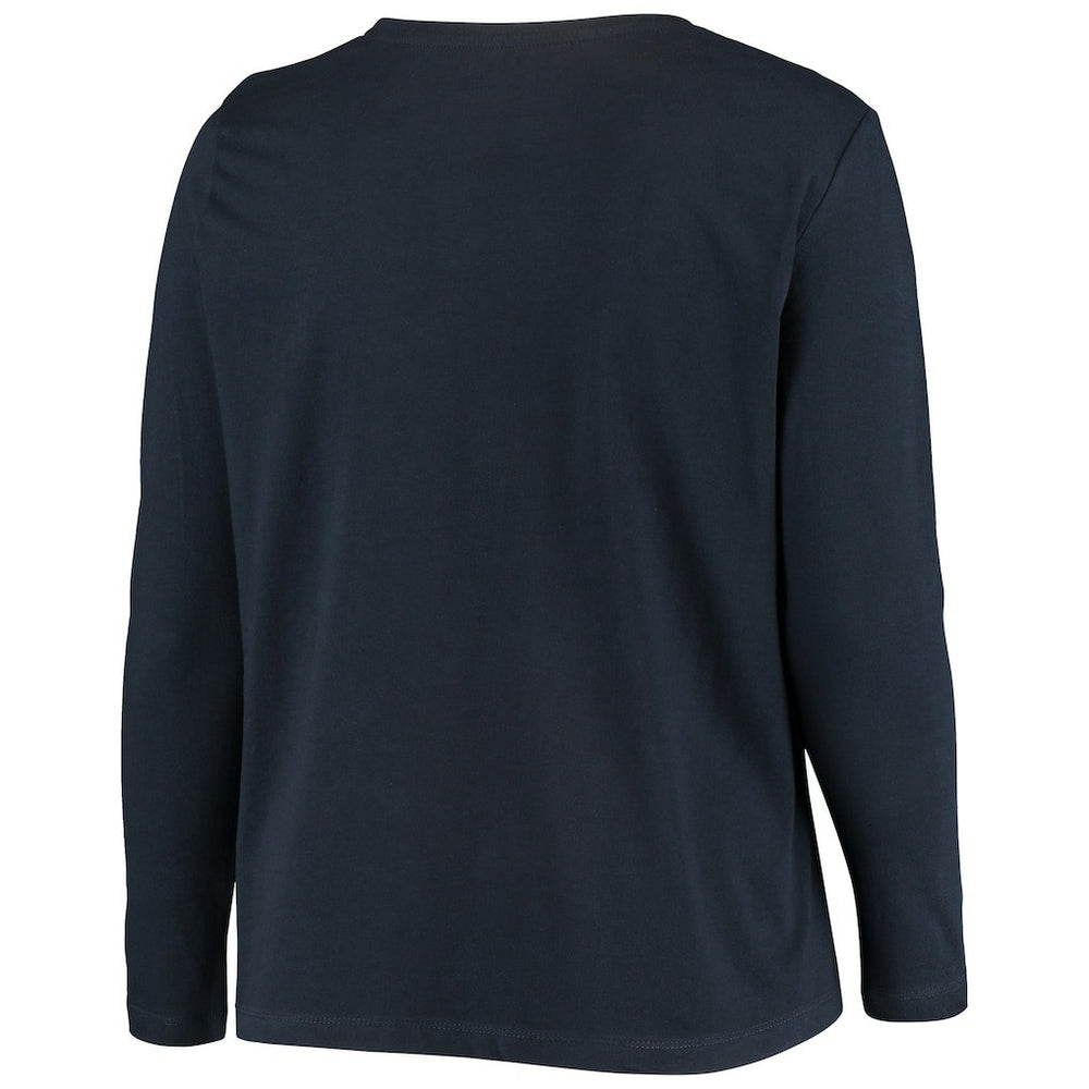 New England Patriots Women's Plus Size Primary Logo Long Sleeve Scoop Neck T-Shirt Navy - Fanatics