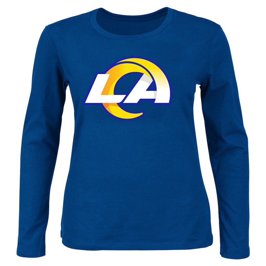 Los Angeles Rams Women's Plus Size Primary Logo Long Sleeve Scoop Neck T-Shirt Royal - Fanatics