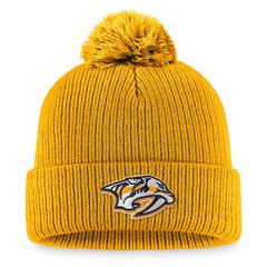 Nashville Predators - Fanatics Primary Logo Cuffed Knit Hat with Pom Gold