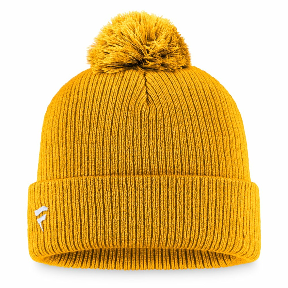 Nashville Predators - Fanatics Primary Logo Cuffed Knit Hat with Pom Gold