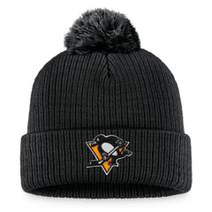 Pittsburgh Penguins Fanatics Primary Logo Cuffed Knit Hat with Pom Black